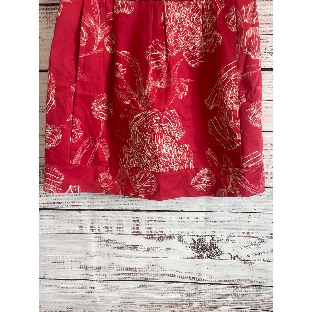 ANTHROPOLOGIE LEIFSDOTTIR FLORAL PLEATED SKIRT RED AND WHITE SIZE 8 - Picture 4 of 13